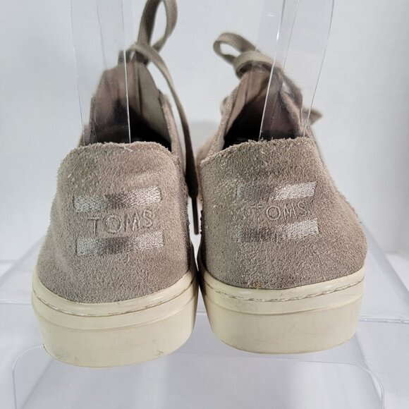 Toms Womens 7.5 Neutral Tan Suede Lace-Up Low Top Sneakers Casual Shoes Boho - Picture 7 of 9